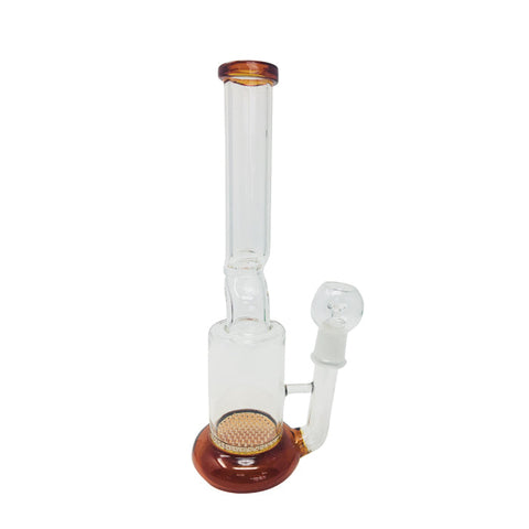 Straight Amber Honey Comb Glass Bong