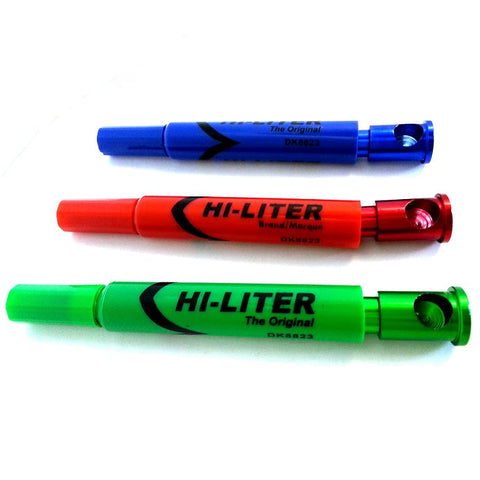 COLORED HI LITER PEN SHAPED METAL PIPE 5 INCHES