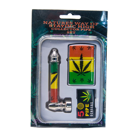 Collectors Pipe Set - Rasta Leaf