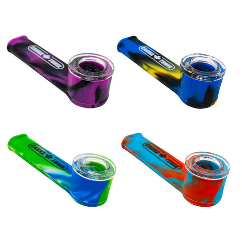 Cannatonik Silicone Pipe With Glass Bowl Dark Blue