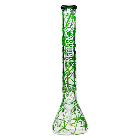 Spider Glass Web Design Green Bong 18 Inches