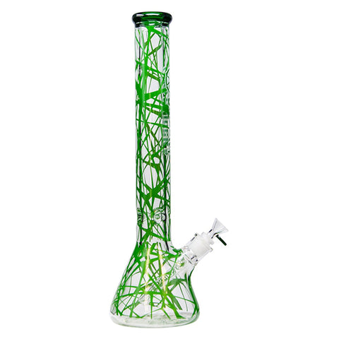 Spider Glass Web Design Green Bong 18 Inches