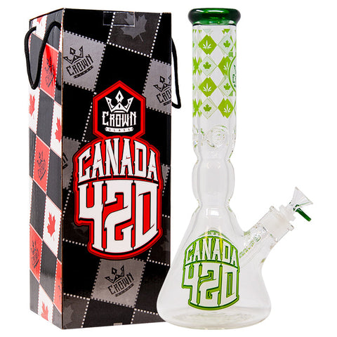 Crown Glass  14 Inches Green Canada 420 Bong