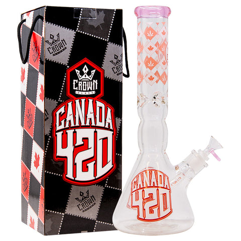 Crown Glass  14 Inches Pink Canada 420 Bong