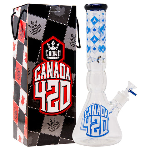 Crown Glass 14 Inches Blue  Canada 420 Bong