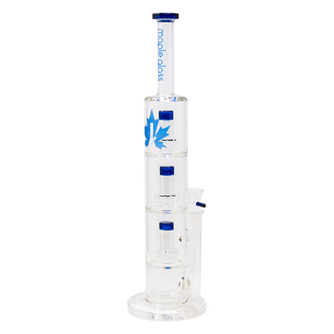 Blue Maple Glass Bong With Triple Tire Perc 18 Inches