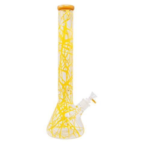 Spider Glass Web Design Yellow Bong 18 Inches