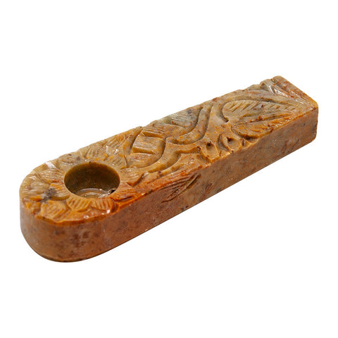 Flat Craved Stone Pipe 3 Inches