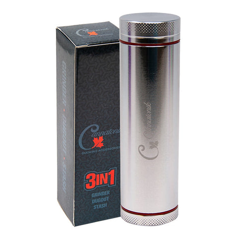 Cannatonik 3 In 1 Silver Grinder Dugout Stash