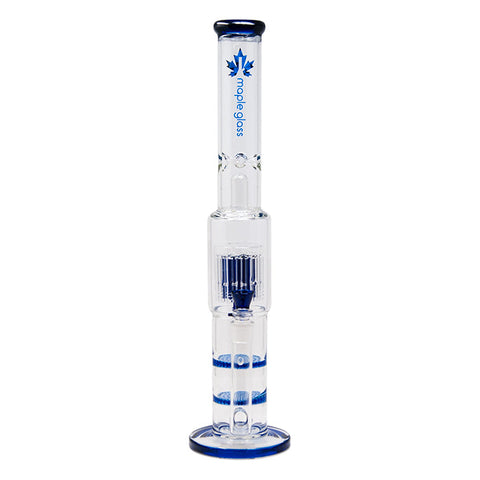 Blue Maple Glass Double Honey Comb Perc With Tree Perc And Splash Guard 20 Inches