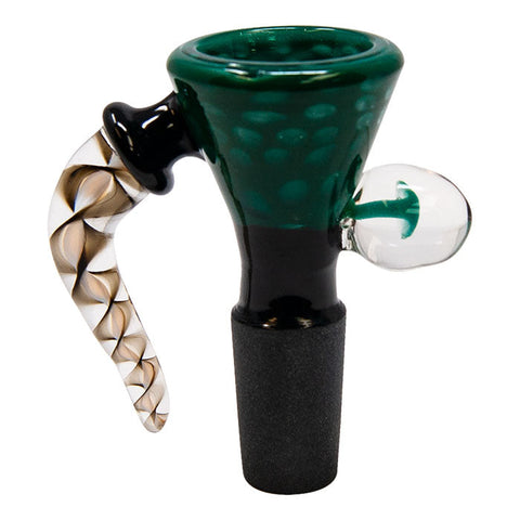 Swirly Horn Dark Green Glass Bowl 14mm