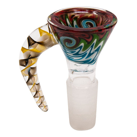 Swirly Horn Maroon Glass Bowl 14mm