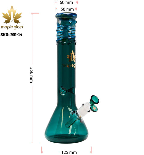 Maple Glass Teal Green Color Beaker Bong 14 Inches