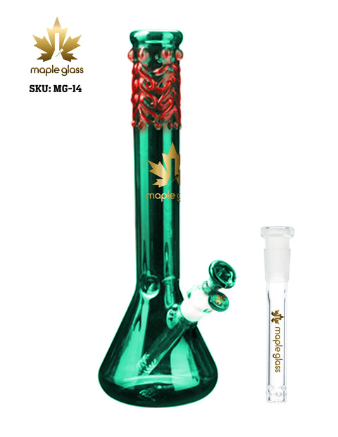 Maple Glass Teal Green Color Beaker Bong 14 Inches