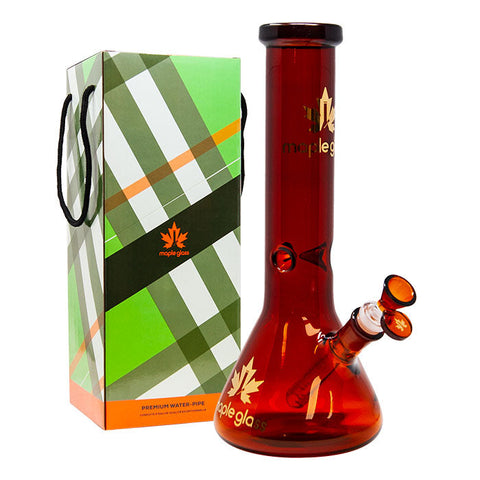 Maple Glass Amber Color Beaker Bong 12 Inches