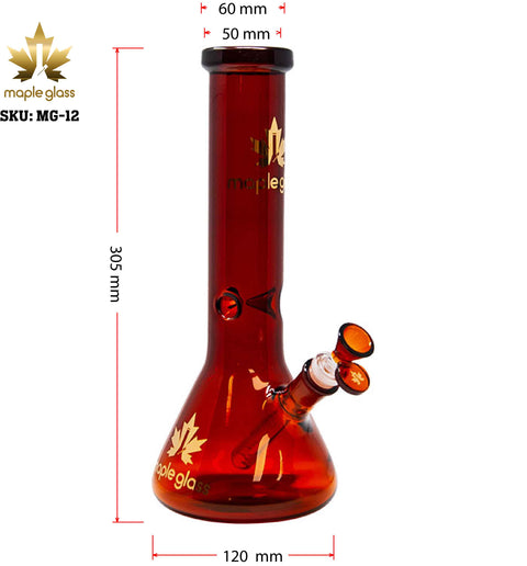 Maple Glass Amber Color Beaker Bong 12 Inches