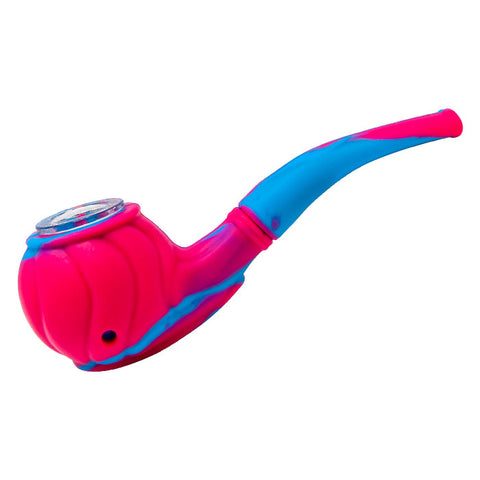 Curvy Pink Retro Silicone Pipe 4 Inches