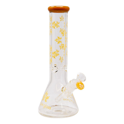 Yellow Autumn Leaves Glass Bong 12 Inches