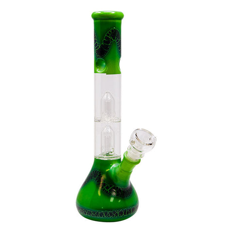 Green Double Percolated 12 Inches Water Pipe