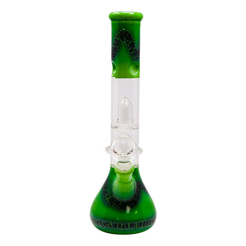 Green Double Percolated 12 Inches Water Pipe