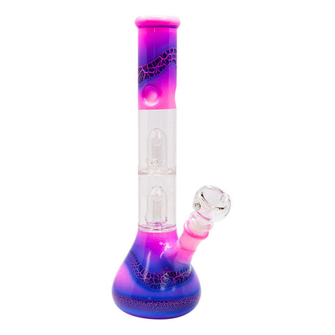 Pink Double Percolated 12 Inches Water Pipe