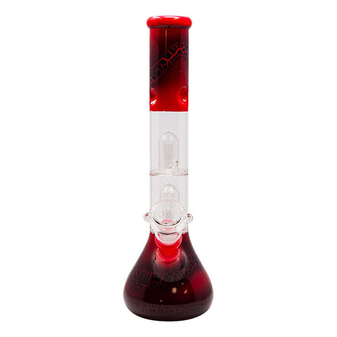 Red Double Percolated 12 Inches Water Pipe