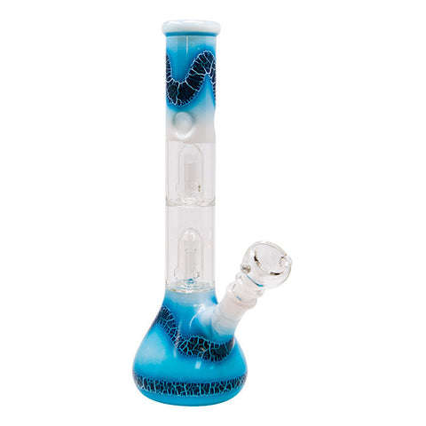 Sky Blue Double Percolated 12 Inches Water Pipe