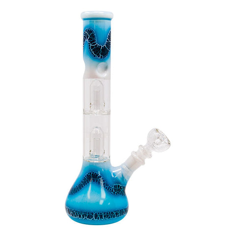 Sky Blue Double Percolated 12 Inches Water Pipe