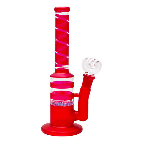 Red Mini Straight Tube Honeycomb Bong 10 Inches