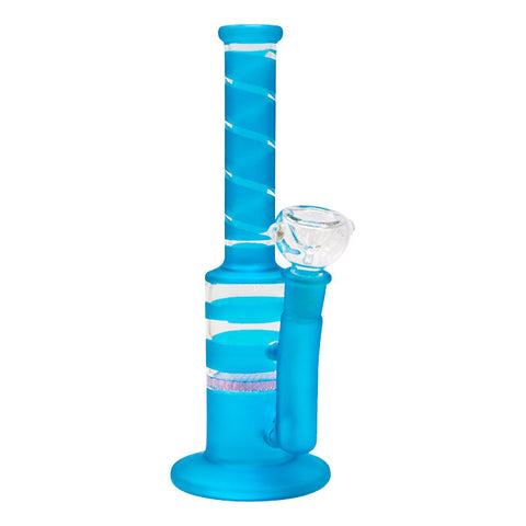 Sky Blue Mini Straight Tube Honeycomb Bong 10 Inches