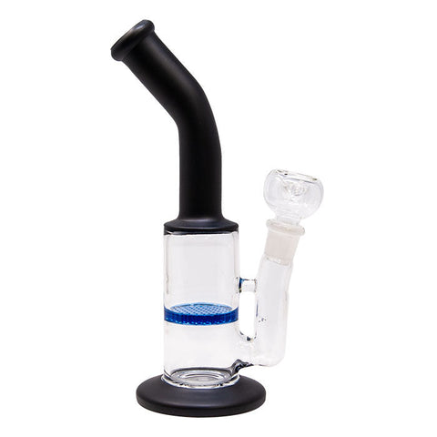 Black Mini Bent Neck Honeycomb Perc Bong 12 Inches