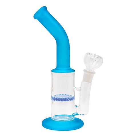 Sky Blue Mini Bent Neck Honeycomb Perc Bong 12 Inches