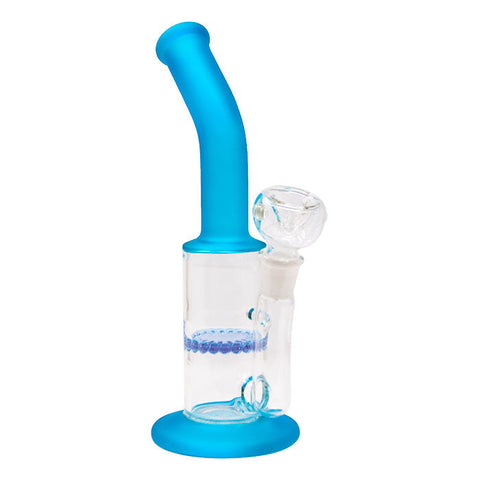 Sky Blue Mini Bent Neck Honeycomb Perc Bong 12 Inches