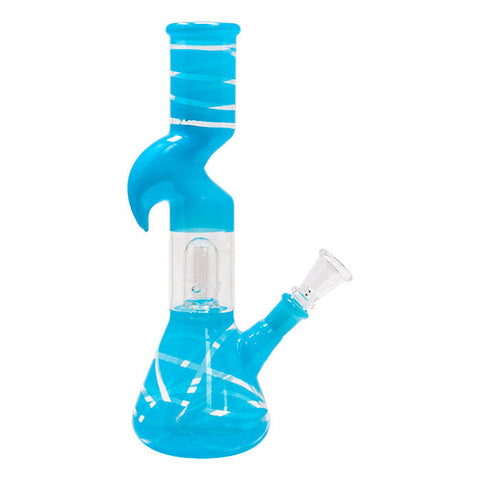 Sky Blue Mini Hook Percolated Zong Bong 10 Inches