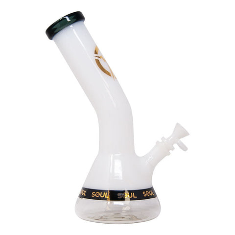 White Specter Series 12 Inches Bent Neck Beaker Bong by Soul Glass