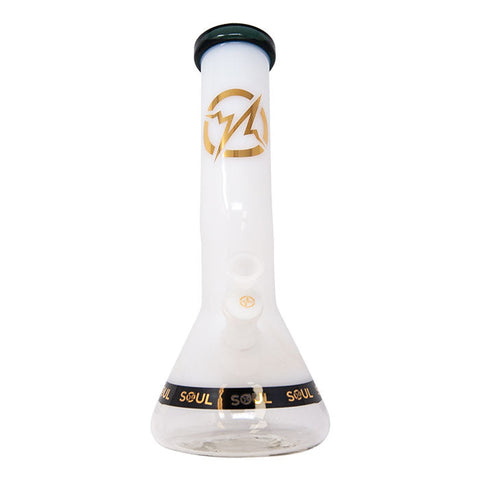 White Specter Series 12 Inches Bent Neck Beaker Bong by Soul Glass