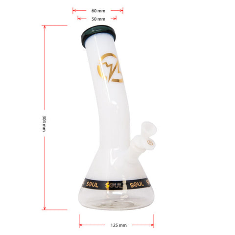 White Specter Series 12 Inches Bent Neck Beaker Bong by Soul Glass