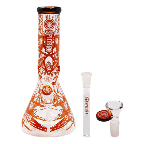 Amber Darkweb Series Spider Glass Beaker Bong 12 Inches