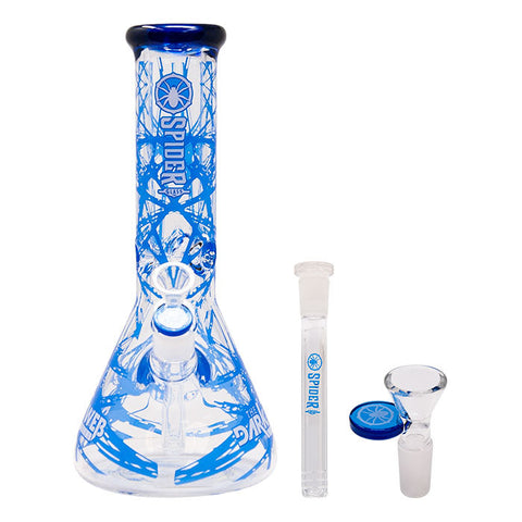 Blue Darkweb Series Spider Glass Beaker Bong 12 Inches