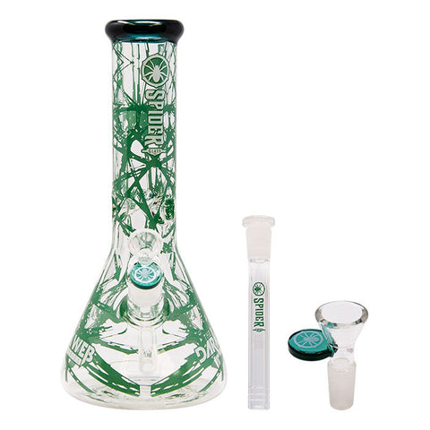 Teal Darkweb Series Spider Glass Beaker Bong 12 Inches