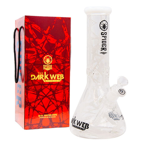 White Darkweb Series Spider Glass Beaker Bong 12 Inches