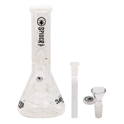 White Darkweb Series Spider Glass Beaker Bong 12 Inches