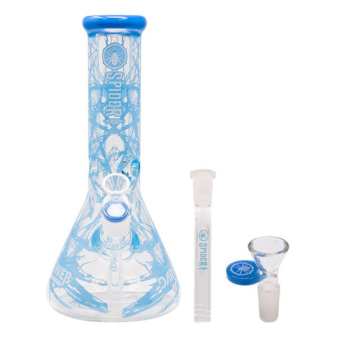 Sky Blue Darkweb Series Spider Glass Beaker Bong 12 Inches