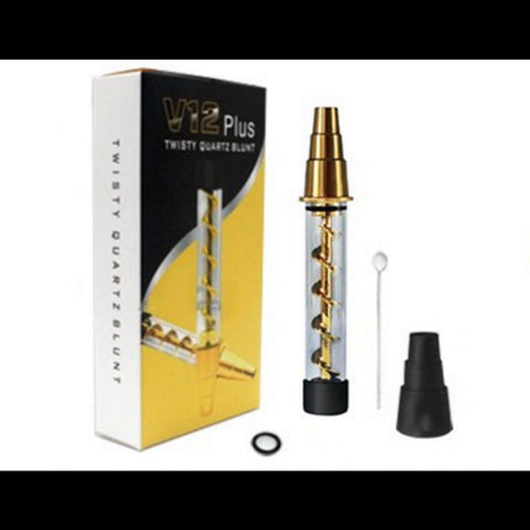 V12 PLUS GOLD TWISTY QUARTZ BLUNT